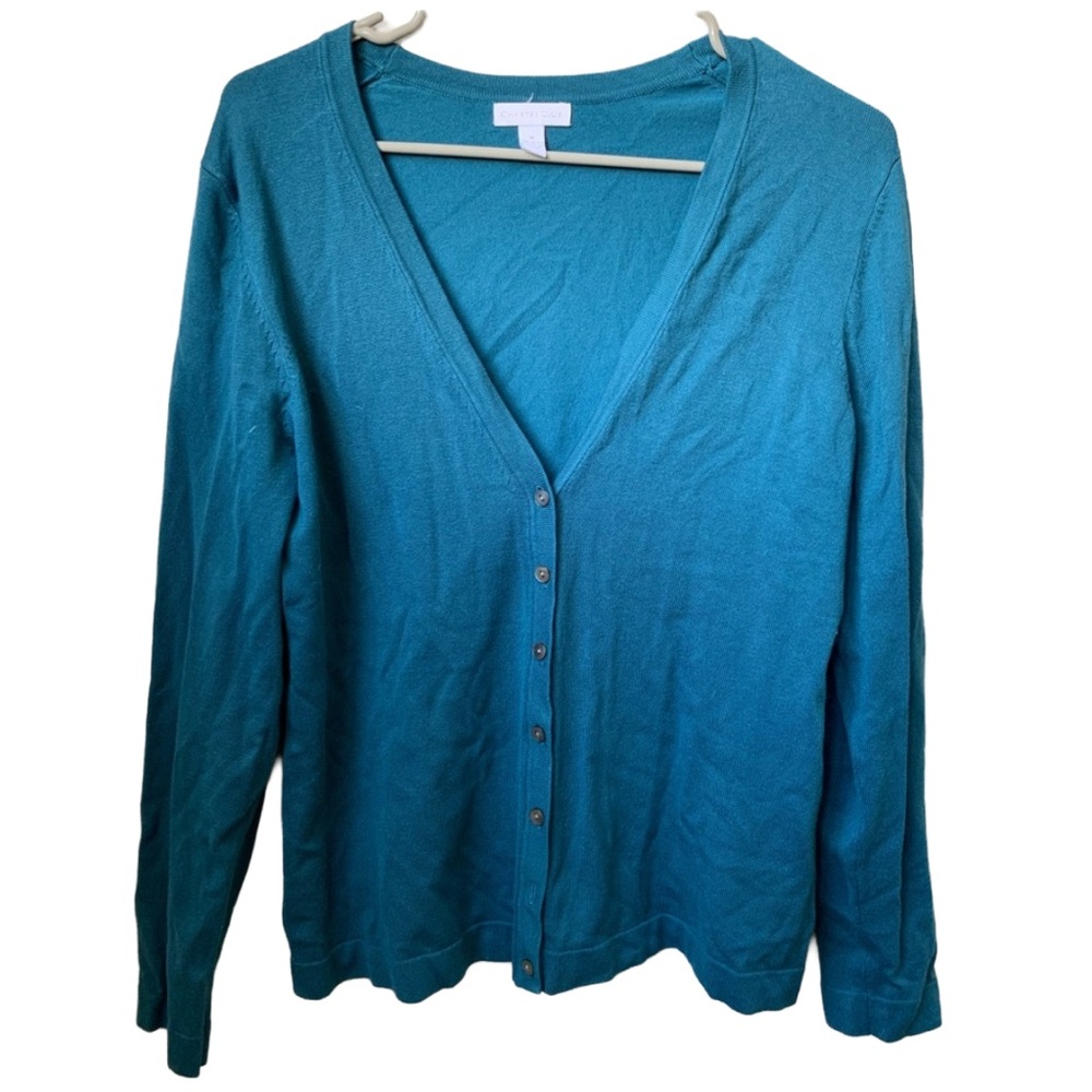 CHARTER CLUB Women’s Teal Green Blue Long Sleeve Button Front Closure Cardigan
